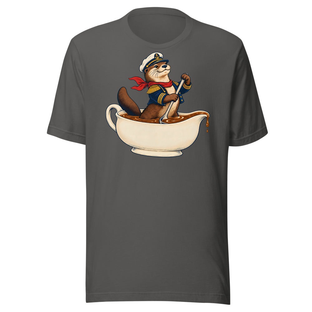 Gravy Navy Otter minimalist graphic tee, no text in Asphalt