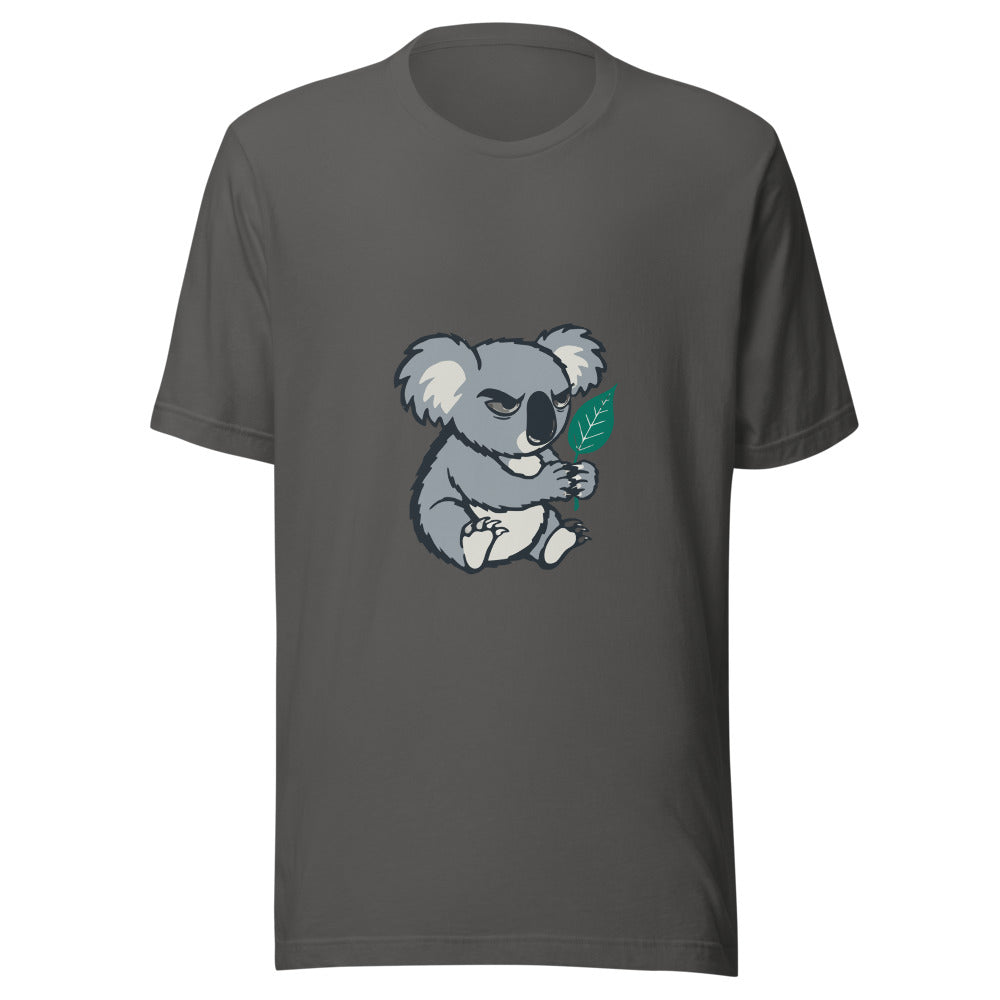 Picky Eater Koala minimalist graphic tee, no text in Asphalt