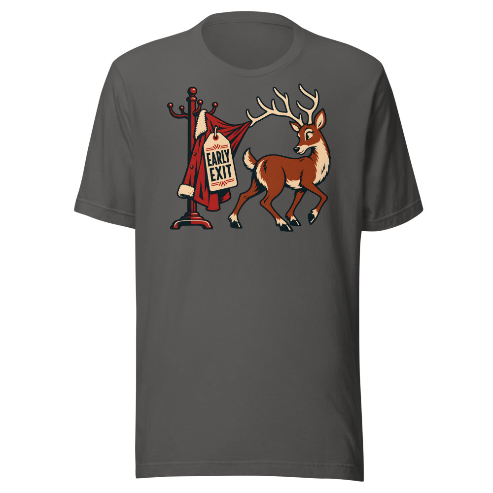 Holiday Party Exit Reindeer Shirt in Asphalt - front view