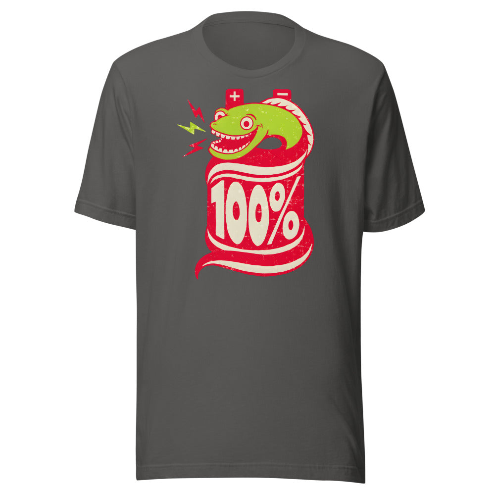 Fully Charged Eel funny ocean animal t-shirt in Asphalt