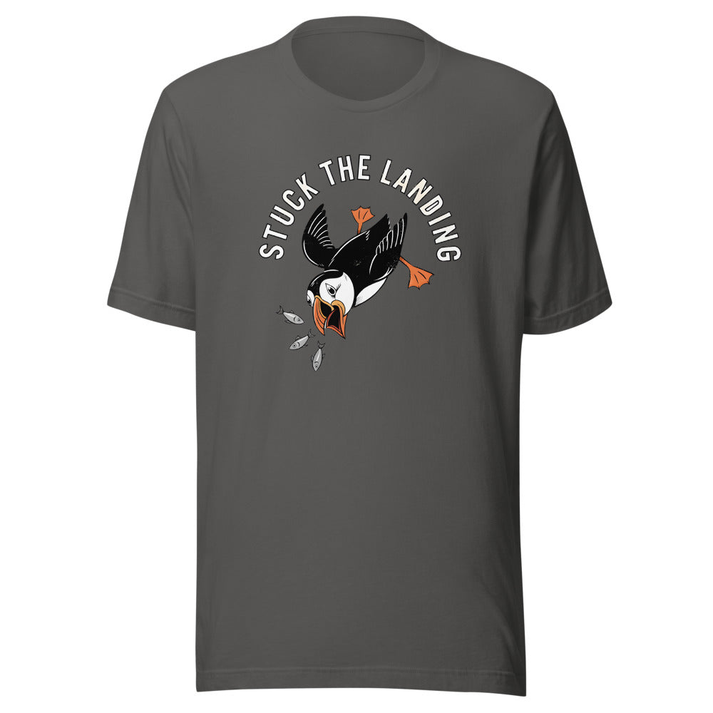 Stuck The Landing Puffin Shirt in Asphalt - front view