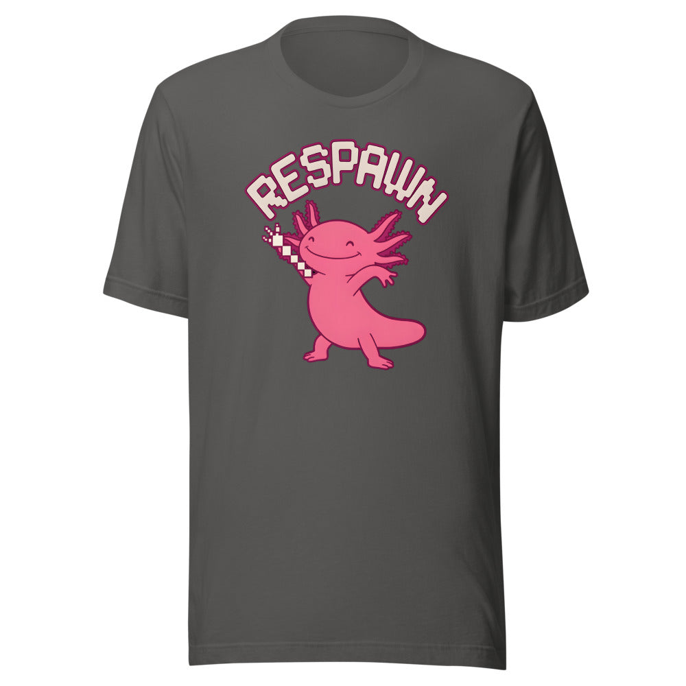 Respawn Axolotl funny graphic t-shirt in Asphalt