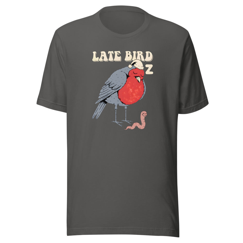 Late Bird Robin Shirt in Asphalt - front view
