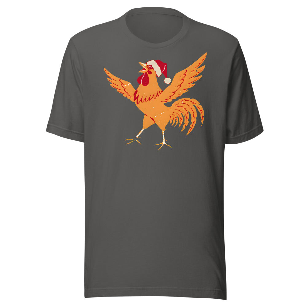Christmas Alarm Rooster Shirt (Art Only) in Asphalt - front view