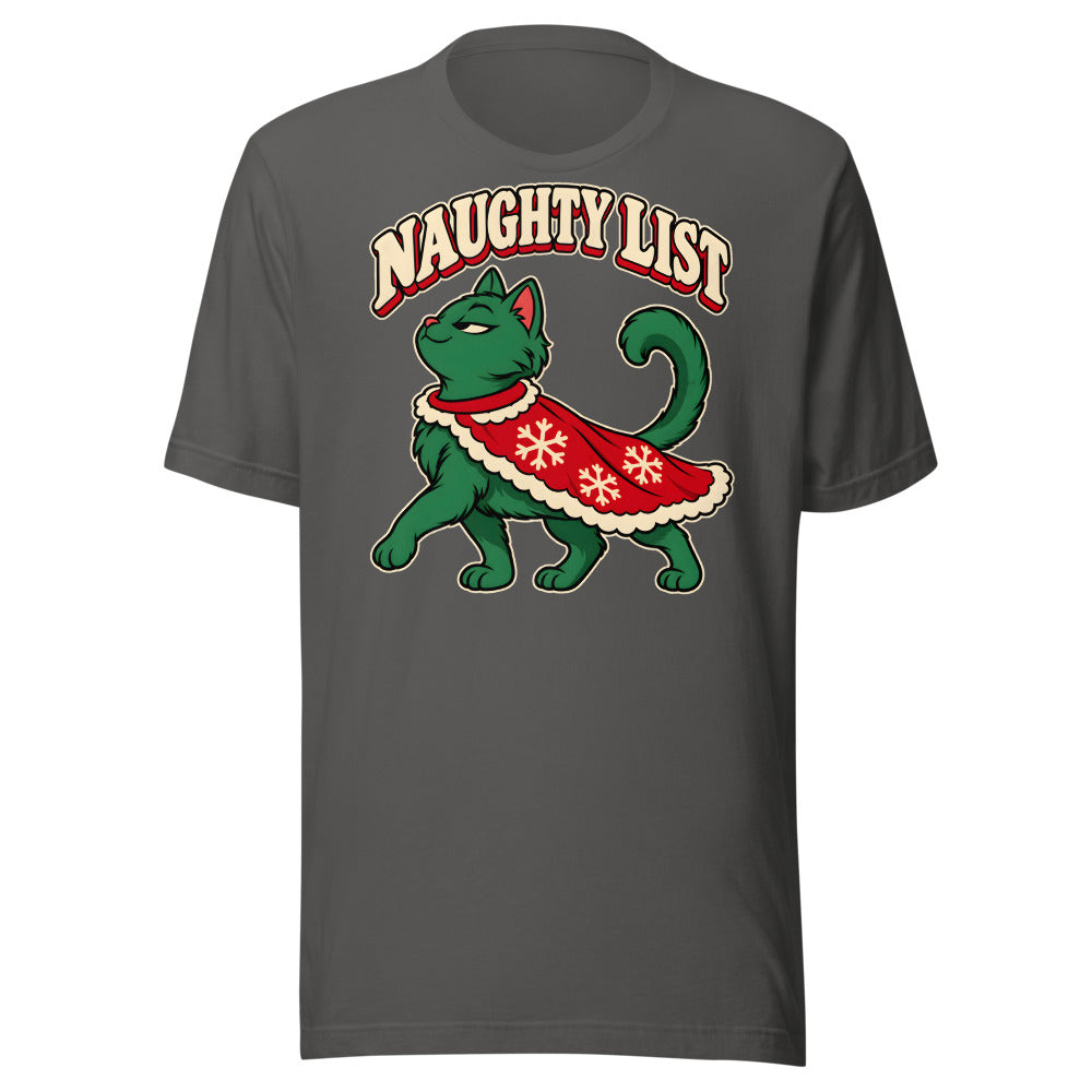 Naughty List Cat Shirt in Asphalt - front view