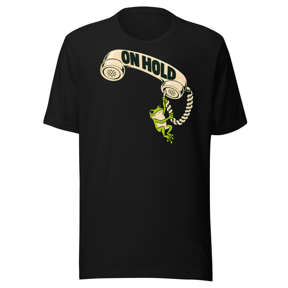 On Hold Frog Shirt in Black - front view