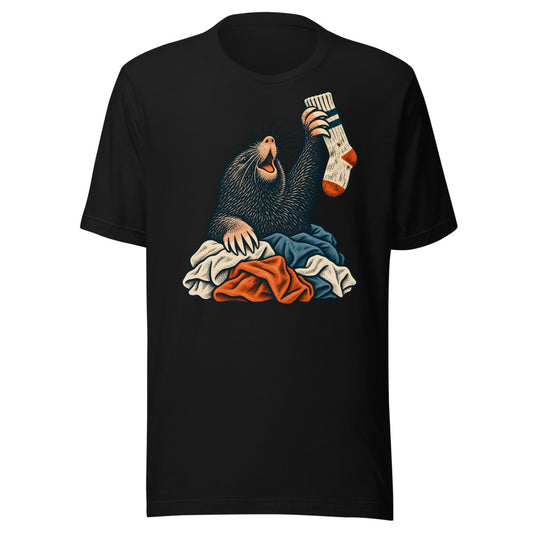 Missing Sock Excavation Mole Shirt in Black - front view