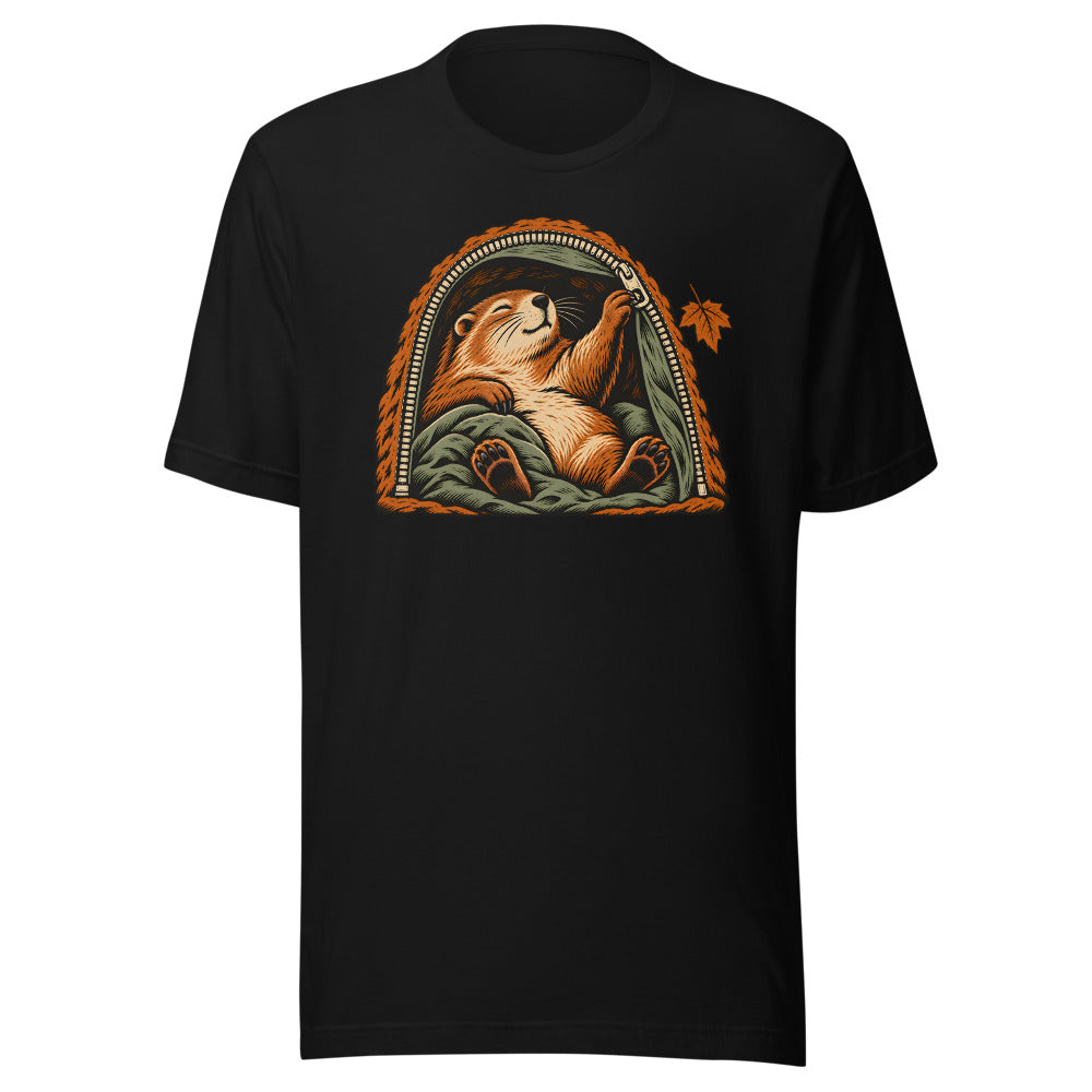 Hibernation Permit Groundhog Shirt in Black - front view