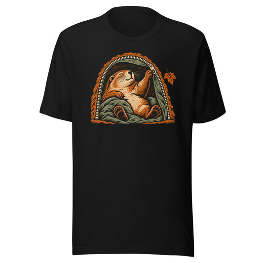 Hibernation Permit Groundhog Shirt in Black - front view