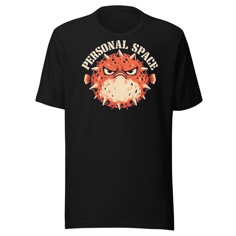 Personal Space Pufferfish Shirt in Black - front view