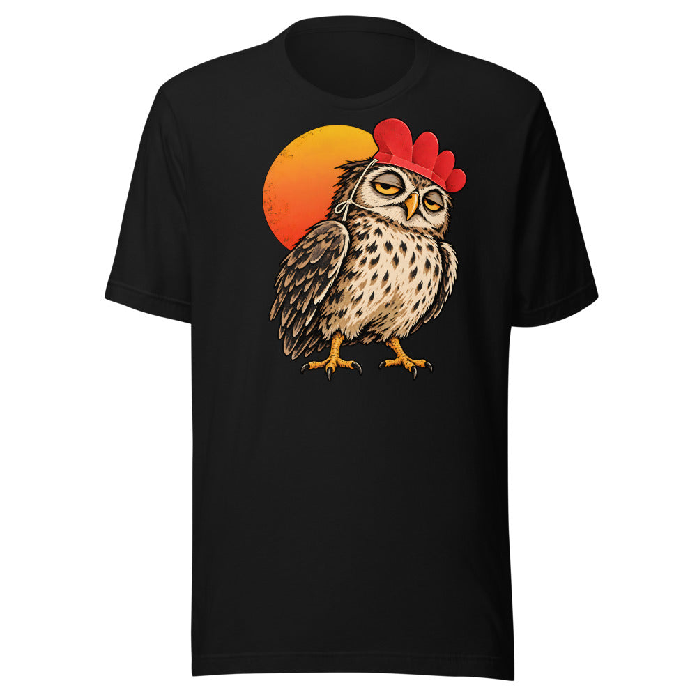 Early Bird Impostor Owl Shirt in Black - front view