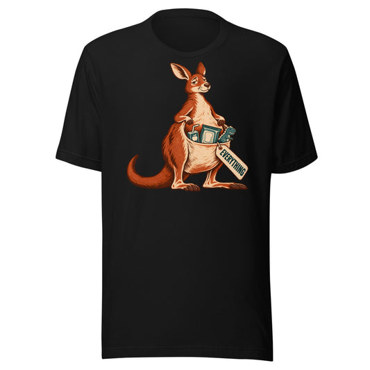 The Parent Pouch Kangaroo Shirt in Black - front view