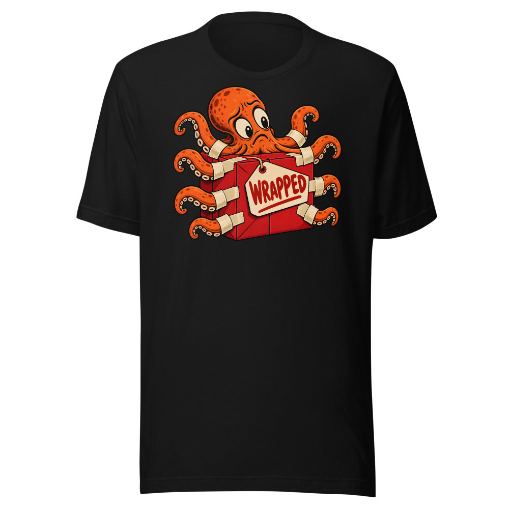 Wrap Trap Octopus Shirt in Black - front view