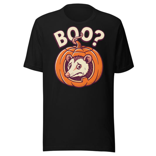 Pumpkin Peek Opossum Shirt in Black - front view