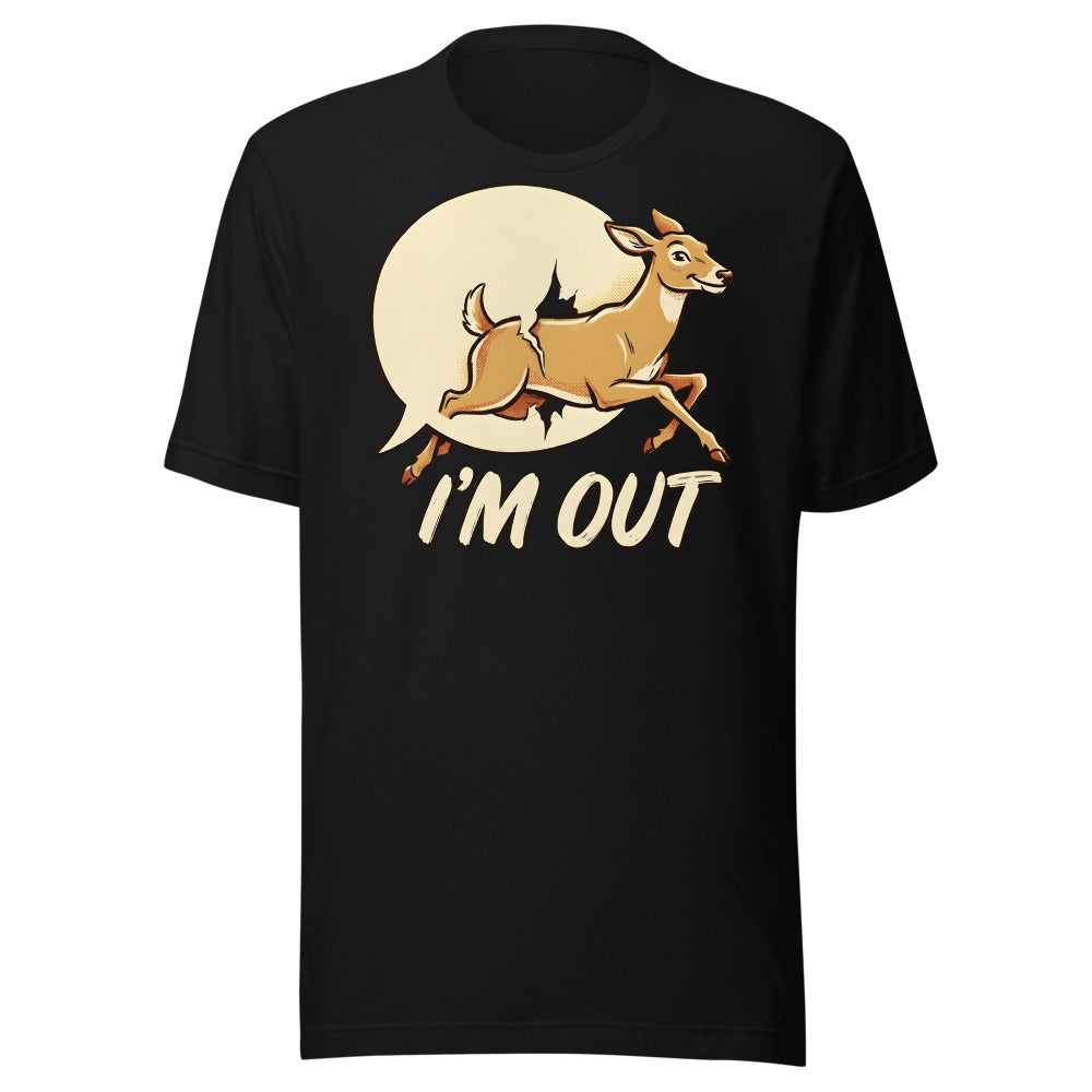 Small Talk Exit Deer Shirt in Black - front view