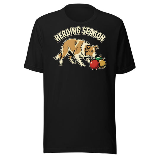 Ornament Wrangler Border Collie Shirt in Black - front view