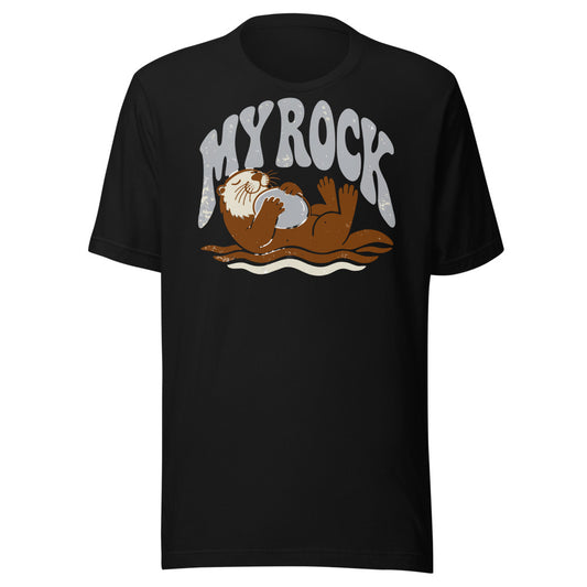 Emotional Support Rock Otter Shirt in Black - front view