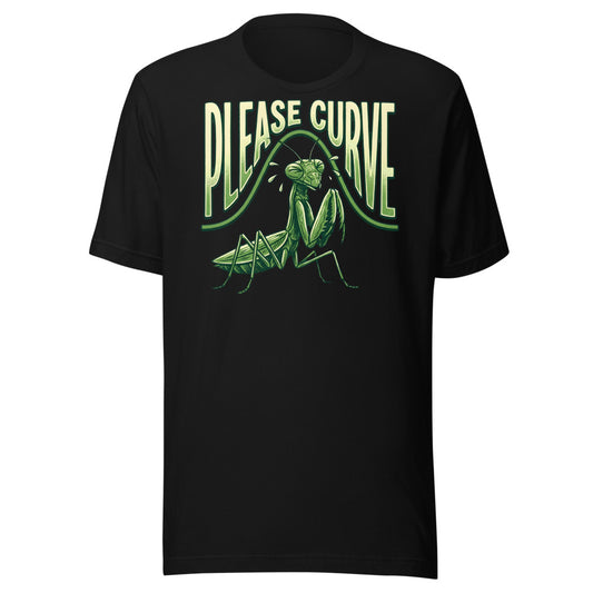 Please Curve Praying Mantis Shirt in Black - front view