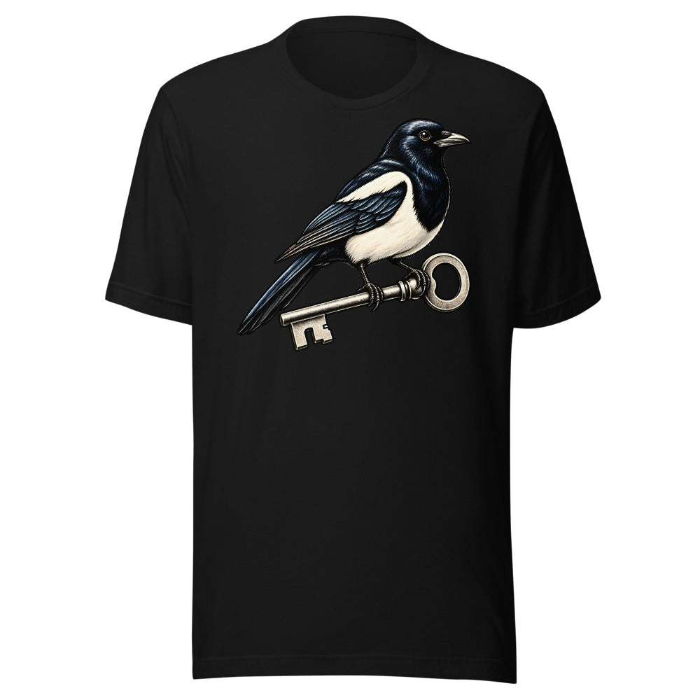 Lost Key Department Magpie Shirt (Art Only) in Black - front view