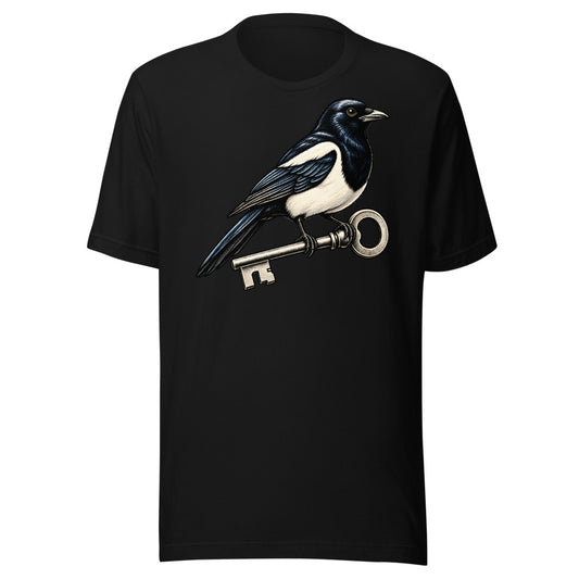Lost Key Department Magpie Shirt (Art Only) in Black - front view