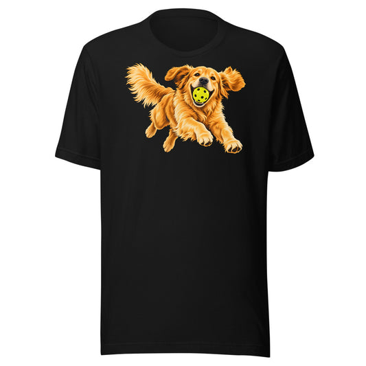 One More Game Golden Retriever Shirt (Art Only) in Black - front view