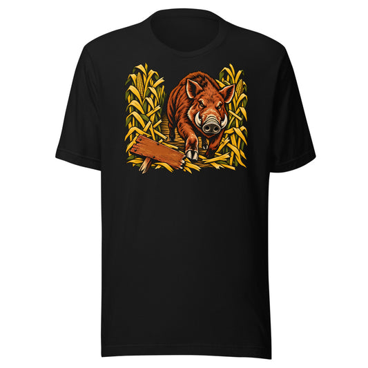 Corn Maze Shortcut Boar Shirt (Art Only) in Black - front view