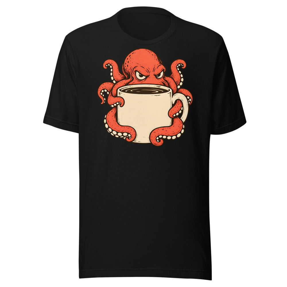 Eight-Arm Hug Octopus Shirt (Art Only) in Black - front view