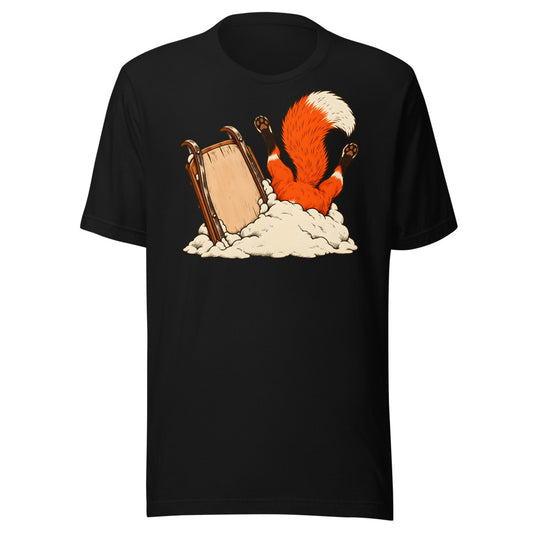 Snow Day Dive Fox Shirt (Art Only) in Black - front view