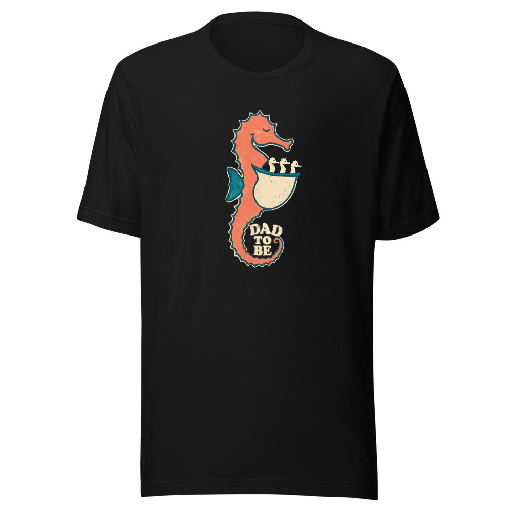 Dad To Be Seahorse Shirt in Black - front view