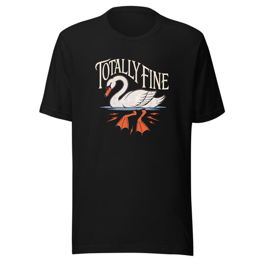 Totally Fine Swan Shirt in Black - front view