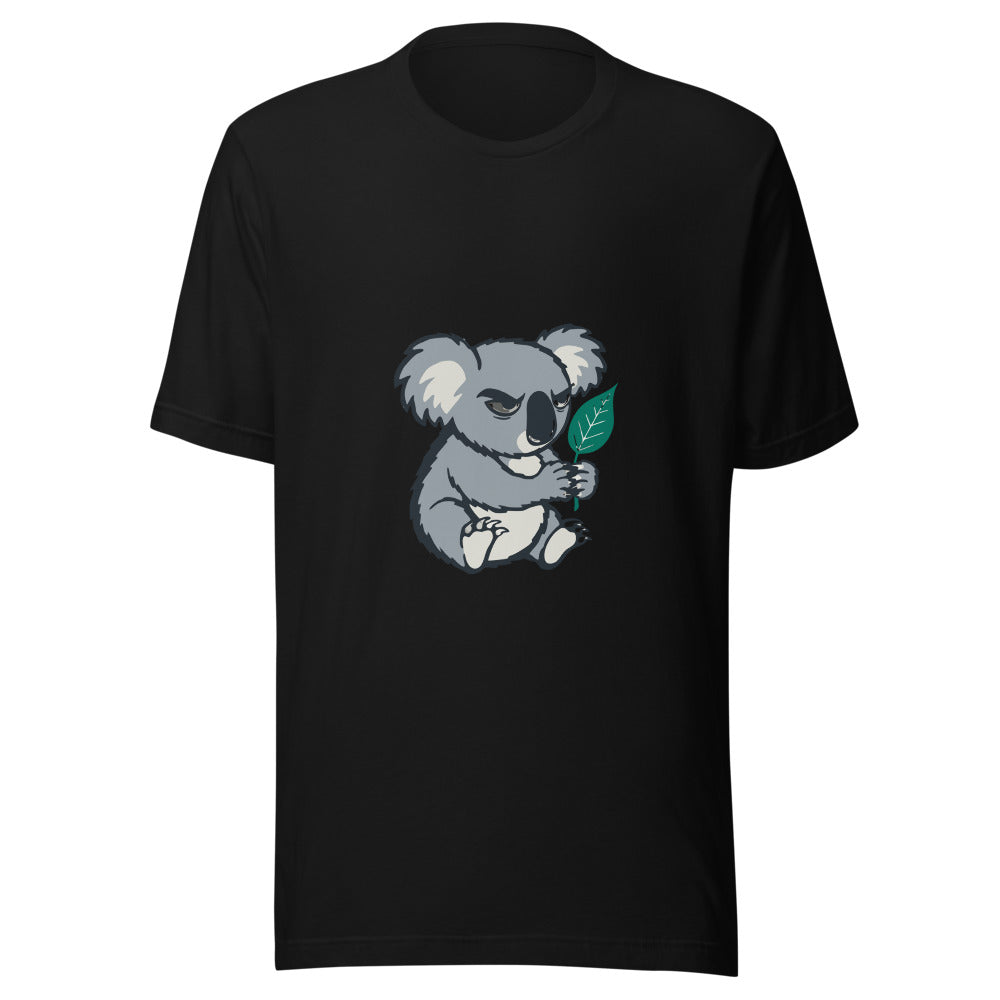 Picky Eater Koala minimalist graphic tee, no text in Black