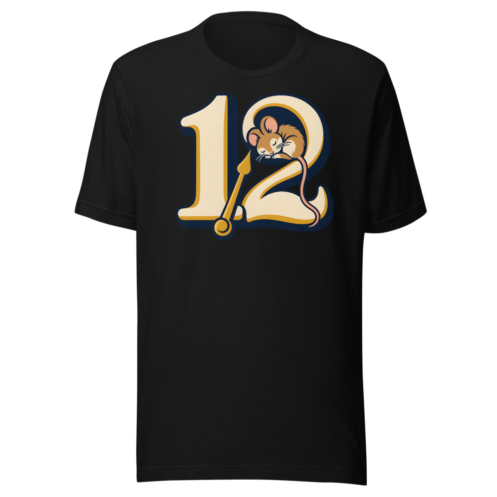 Midnight Countdown Nap Dormouse Shirt in Black - front view