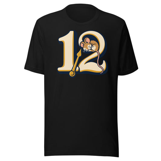 Midnight Countdown Nap Dormouse Shirt in Black - front view