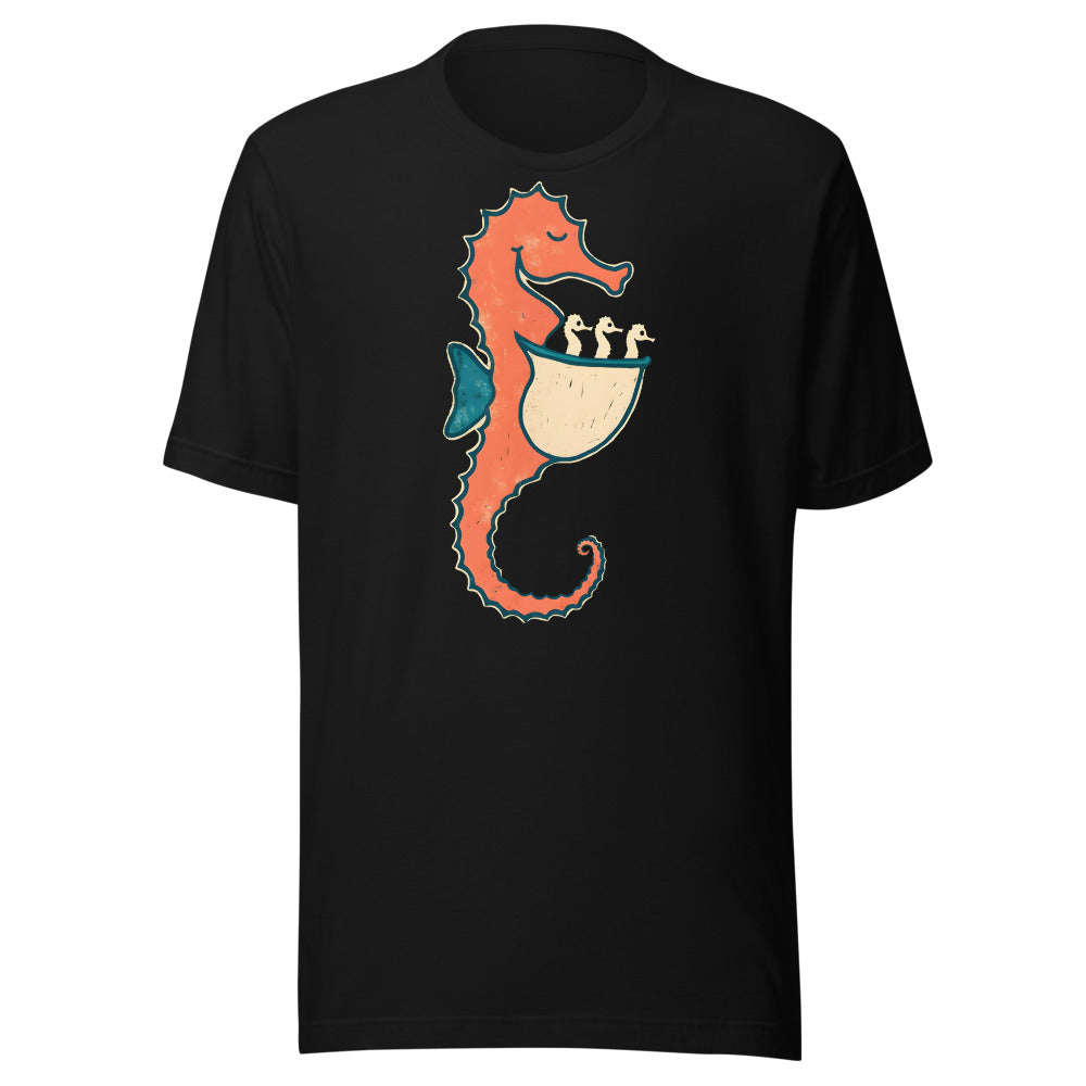 Dad To Be Seahorse Shirt (Art Only) in Black - front view