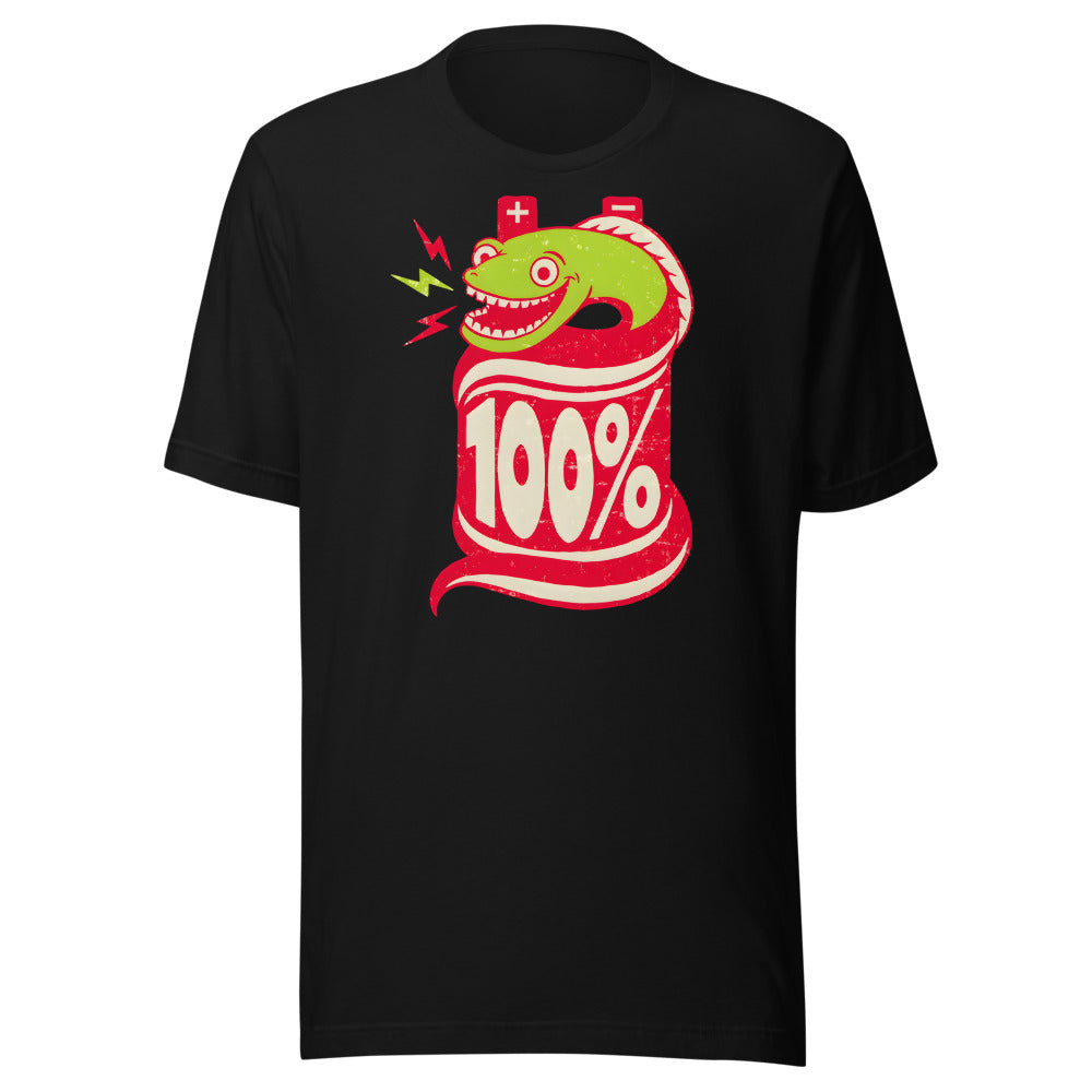 Fully Charged Eel funny ocean animal t-shirt in Black