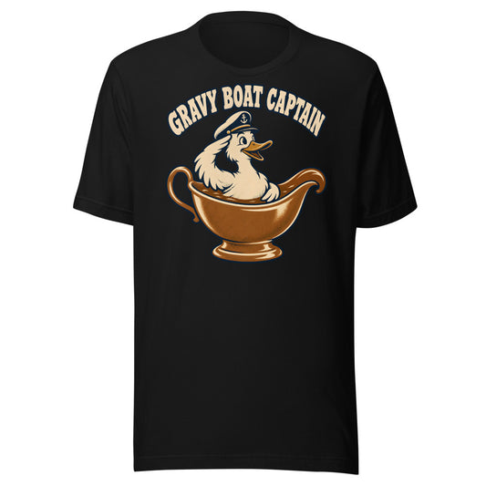 Gravy Boat Captain Duck Shirt in Black - front view