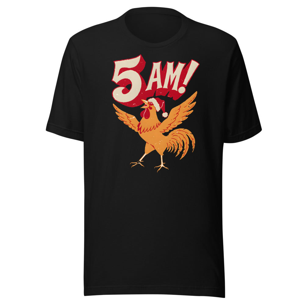 Christmas Alarm Rooster Shirt in Black - front view