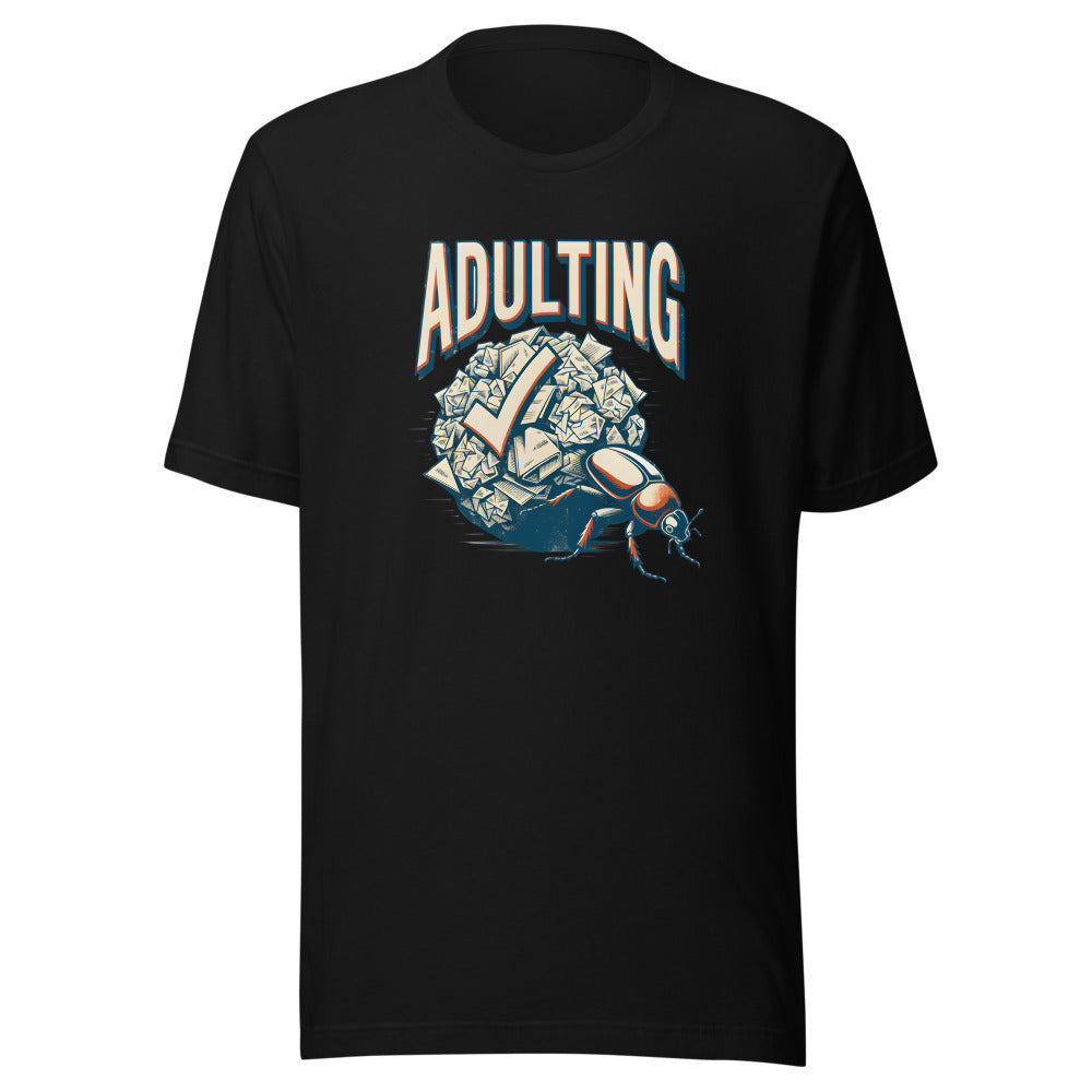 Adulting Dung Beetle Shirt in Black - front view