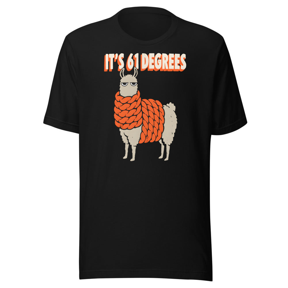 It's 61 Degrees Llama Shirt in Black - front view