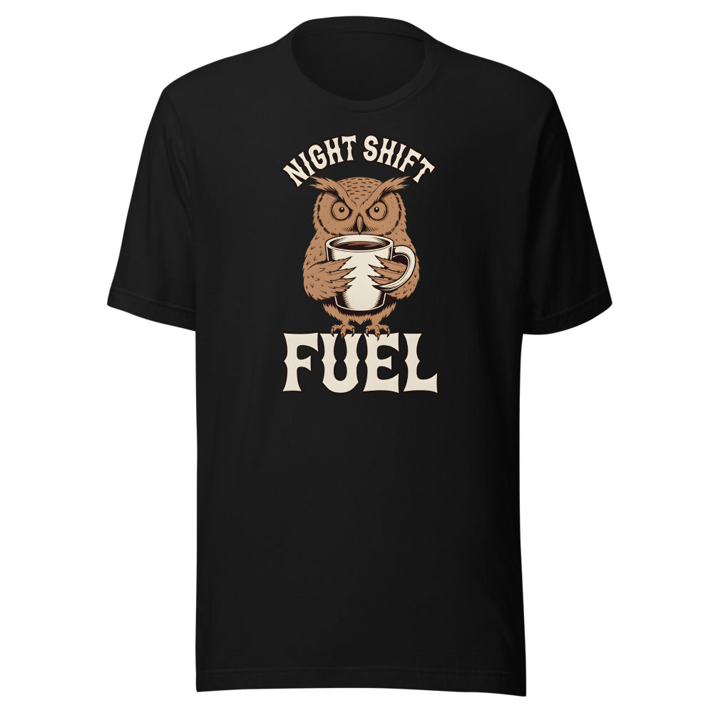 Night Shift Fuel Owl Shirt in Black - front view