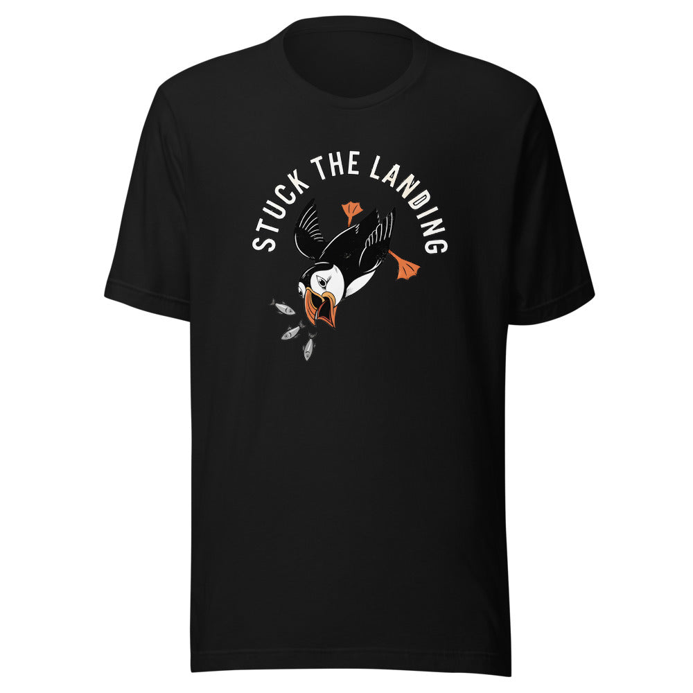 Stuck The Landing Puffin Shirt in Black - front view