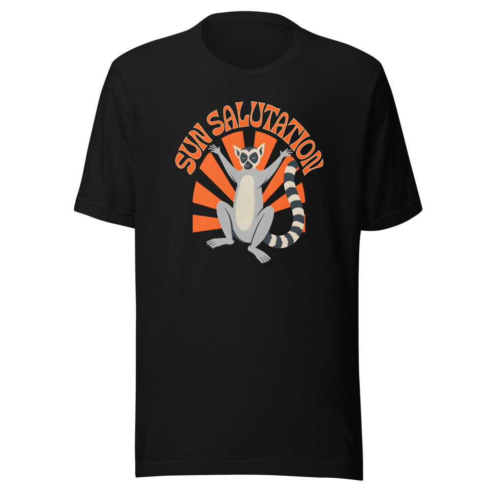Sun Salutation Lemur Shirt in Black - front view