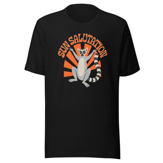 Sun Salutation Lemur Shirt in Black - front view