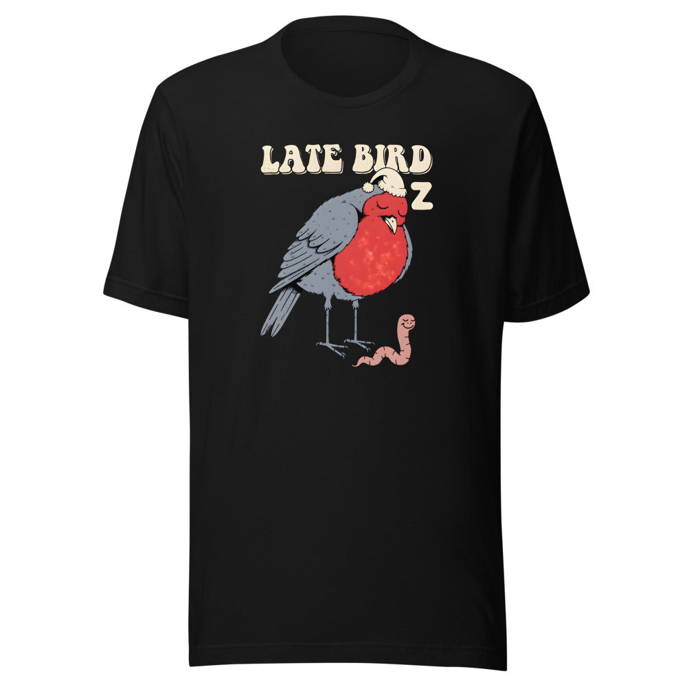 Late Bird Robin Shirt in Black - front view