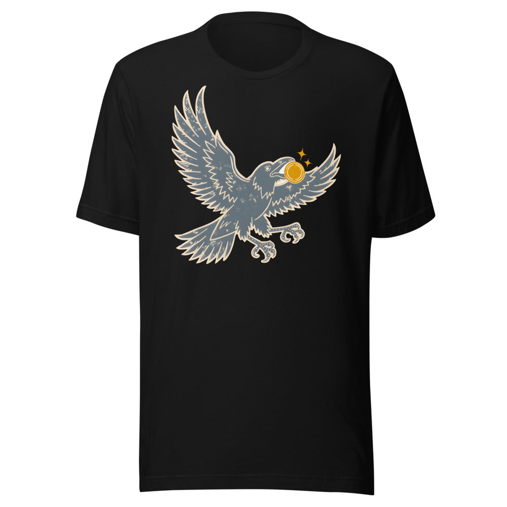 Shiny Loot Crow minimalist graphic tee, no text in Black