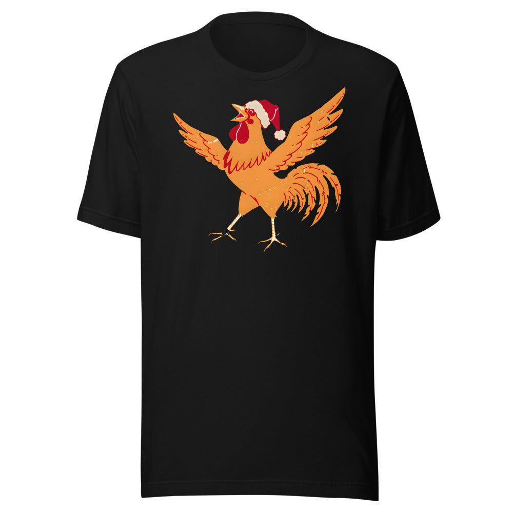 Christmas Alarm Rooster Shirt (Art Only) in Black - front view