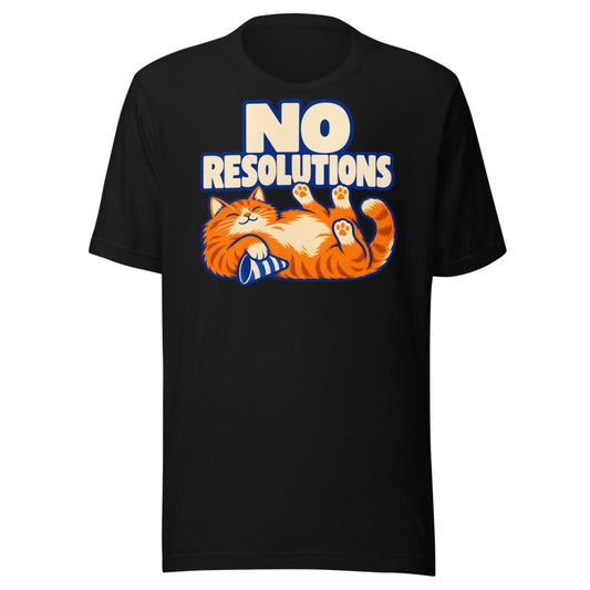 No Resolutions Cat Shirt in Black - front view