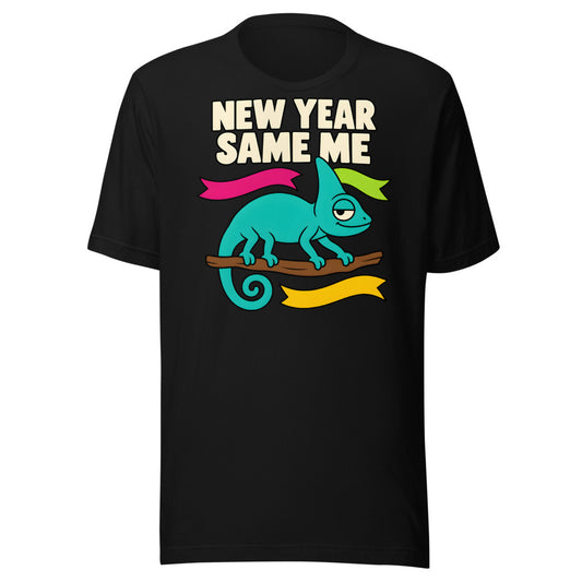New Year Same Me Chameleon Shirt in Black - front view