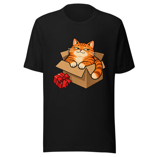 The Gift Cat Shirt (Art Only) in Black - front view