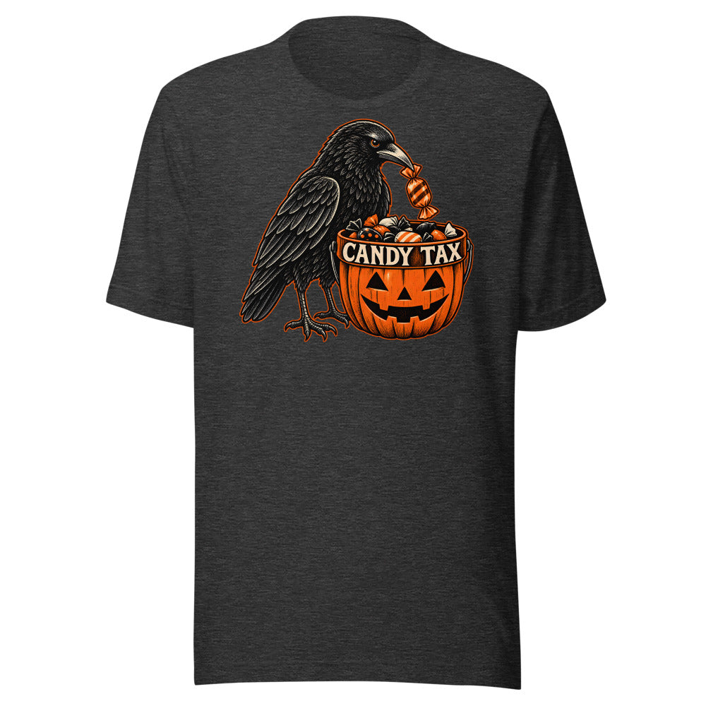 Candy Tax Crow Shirt in Dark Grey Heather - front view